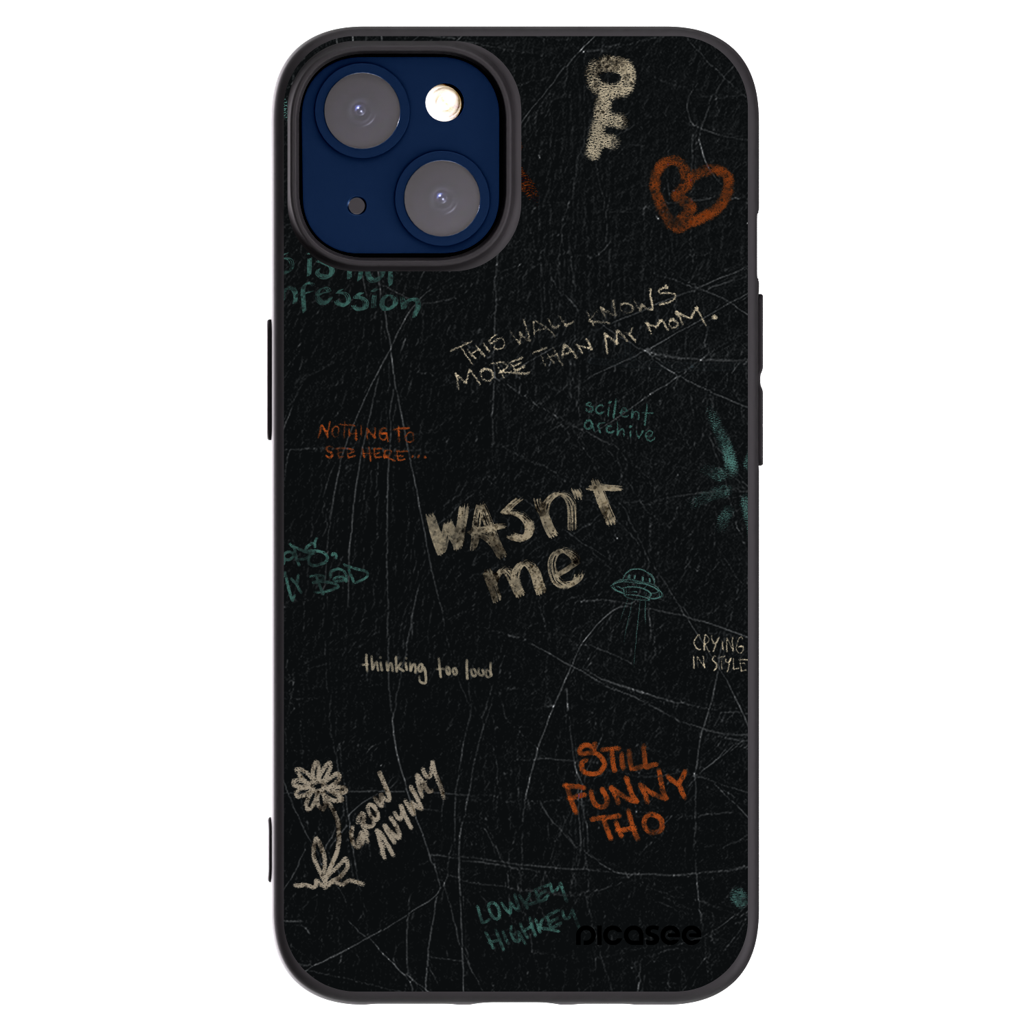 Picasee Μαύρη θήκη σιλικόνης για Apple iPhone 14 - CONFESSION