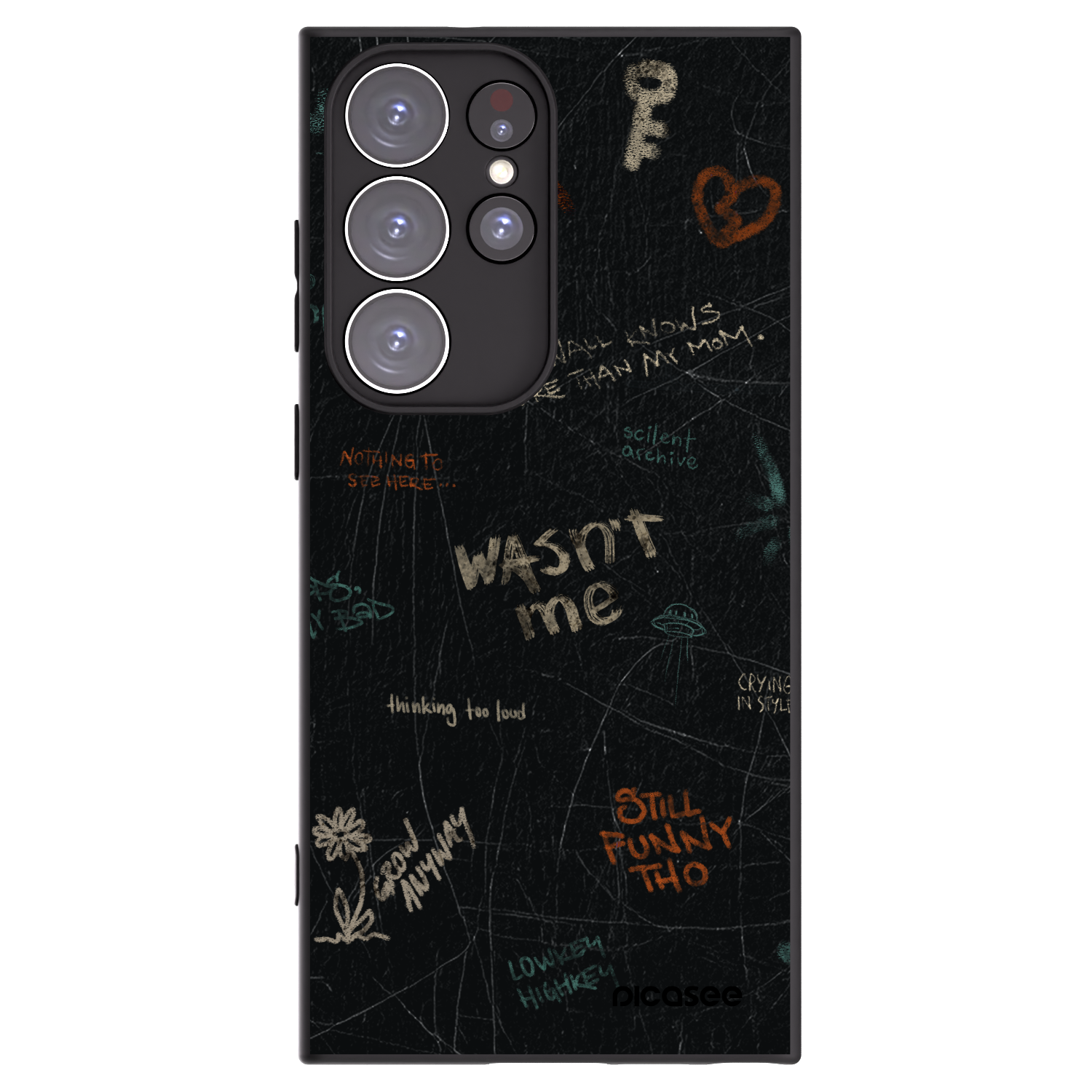 Picasee Μαύρη θήκη σιλικόνης για Samsung Galaxy S23 Ultra 5G - CONFESSION