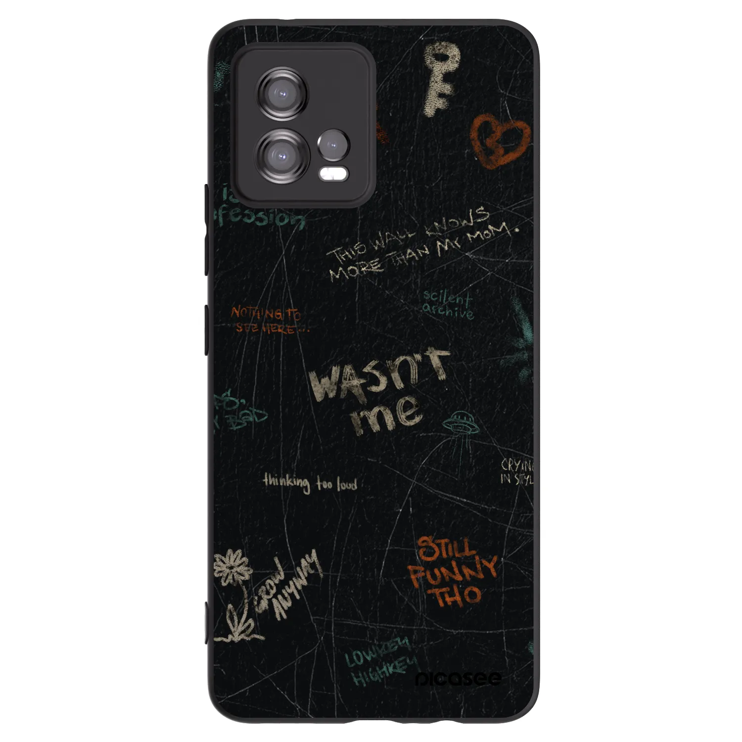 Picasee Μαύρη θήκη σιλικόνης για Motorola Moto G72 - CONFESSION