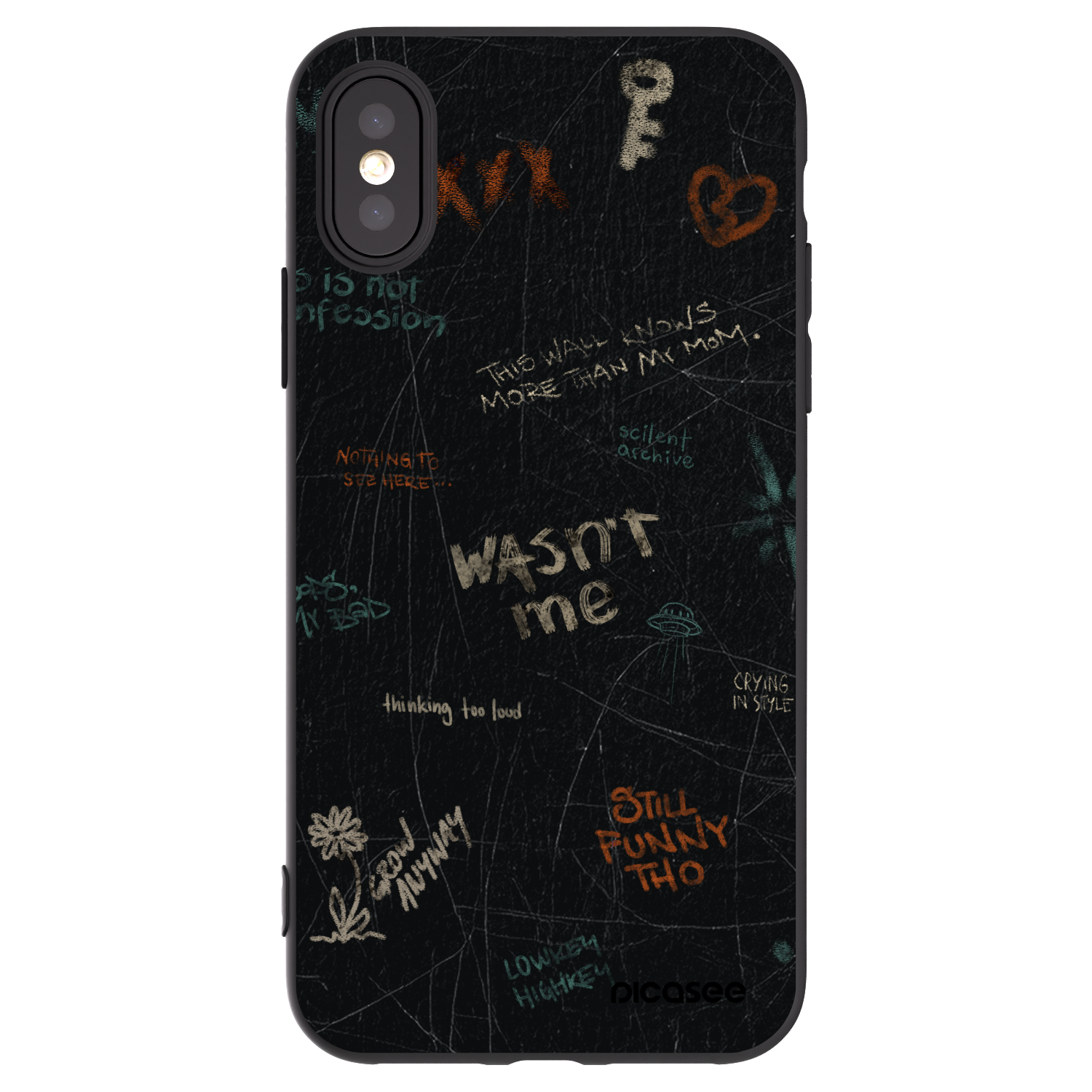 Picasee Μαύρη θήκη σιλικόνης για Apple iPhone X/XS - CONFESSION