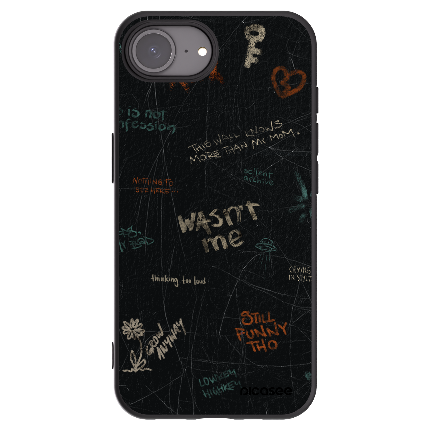 Picasee Μαύρη θήκη σιλικόνης για Apple iPhone 16e - CONFESSION