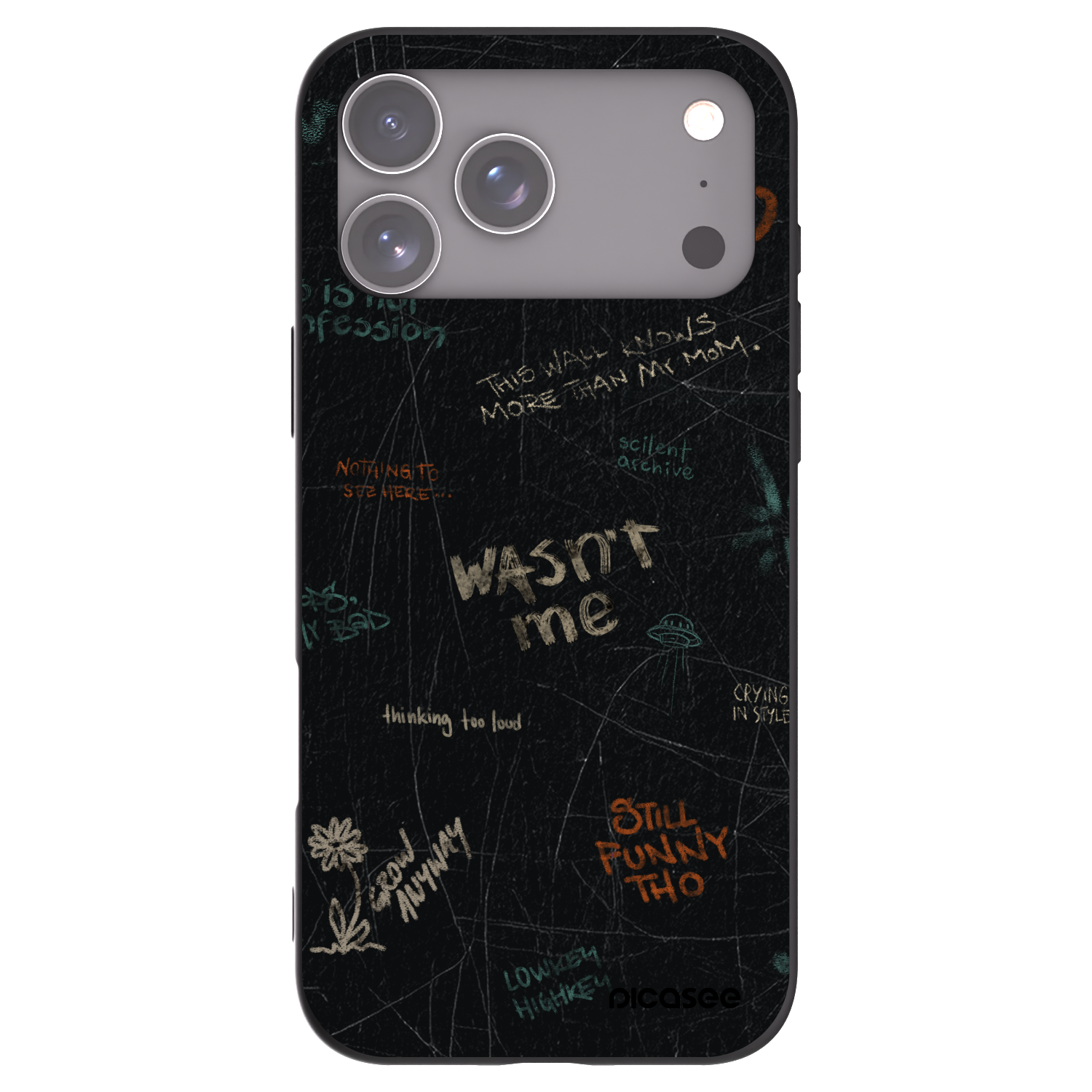 Picasee Μαύρη θήκη σιλικόνης για Apple iPhone 17 Pro Max - CONFESSION