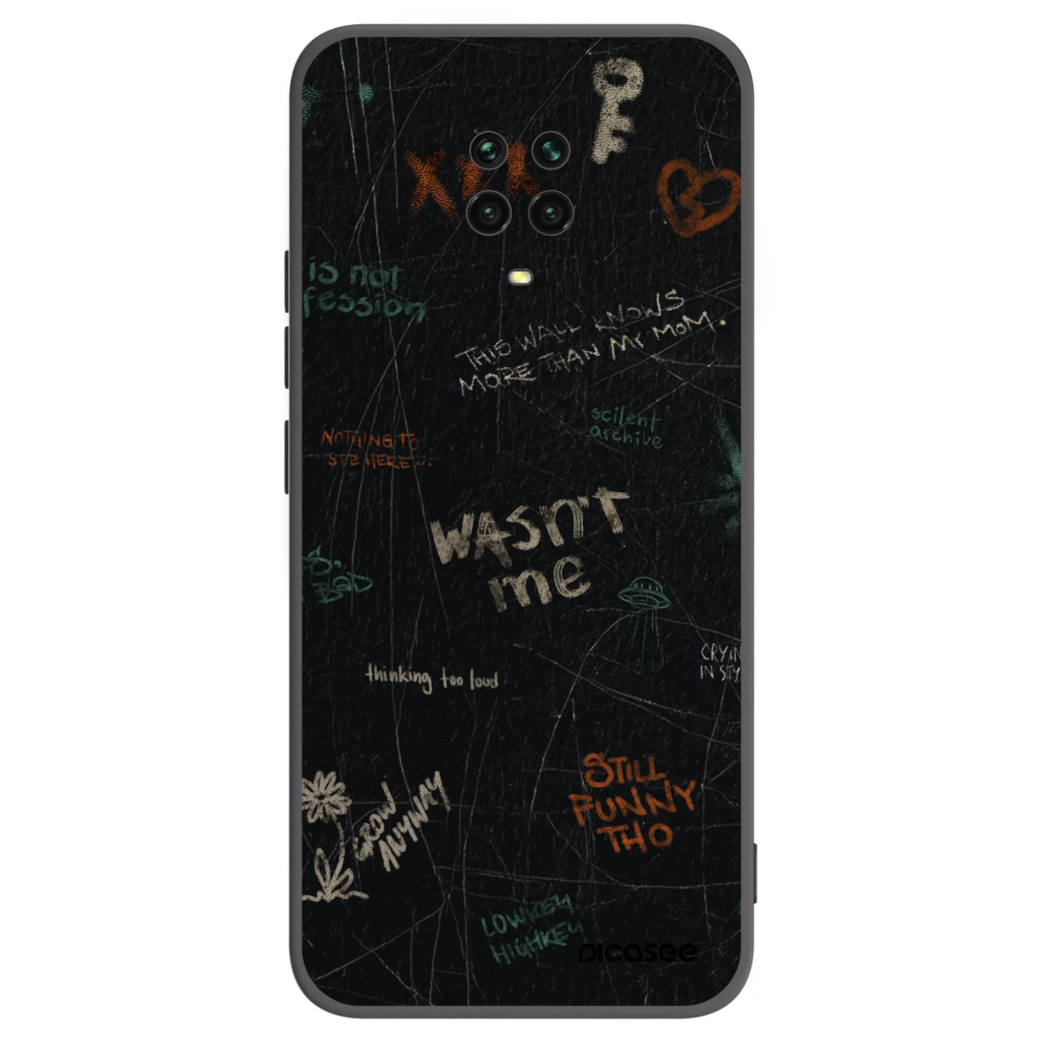 Picasee Μαύρη θήκη σιλικόνης για Xiaomi Redmi Note 9 Pro - CONFESSION