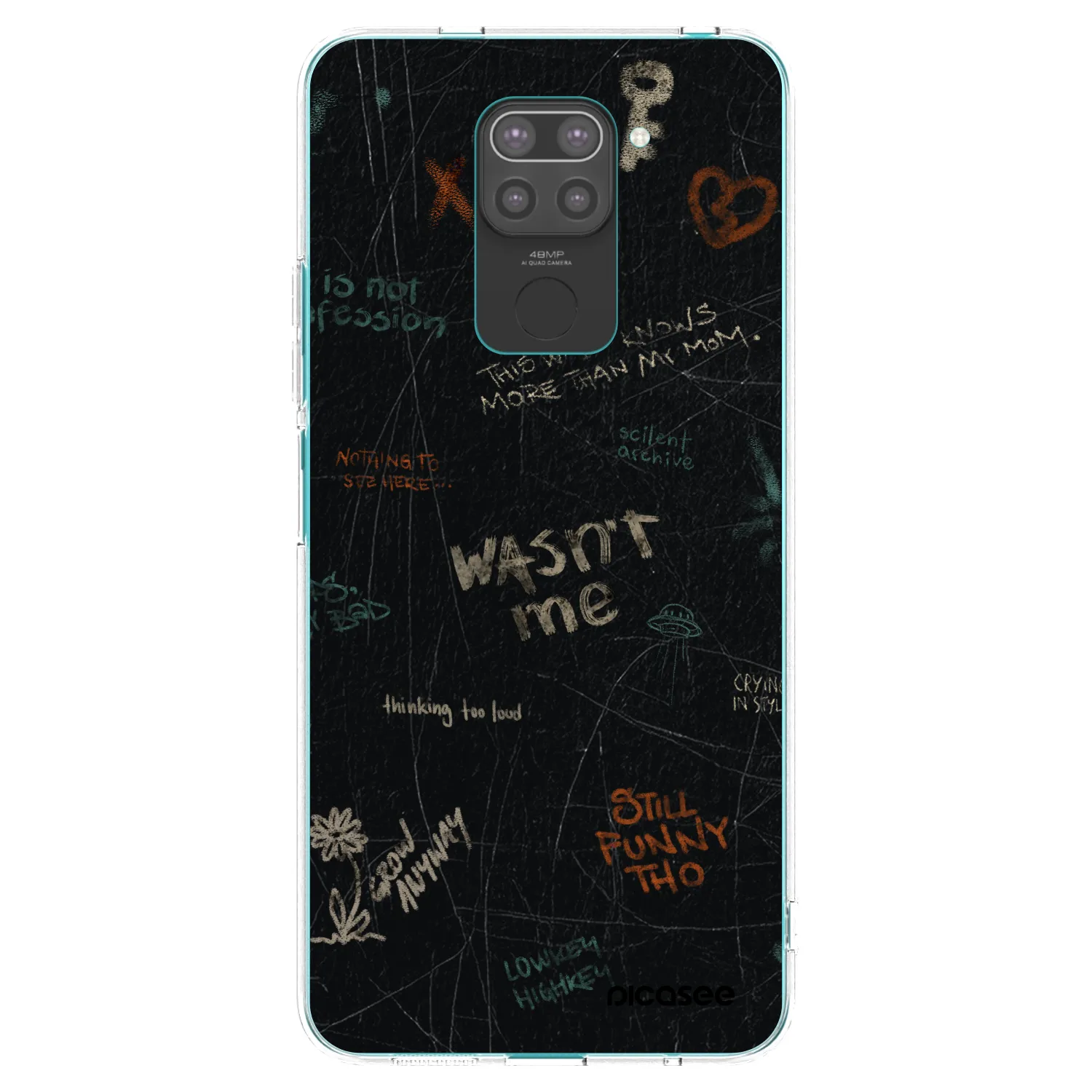 Picasee Μαύρη θήκη σιλικόνης για Xiaomi Redmi Note 9 - CONFESSION