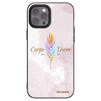 Picasee Μαύρη θήκη σιλικόνης για Apple iPhone 12 Pro Max - Carpe Diem