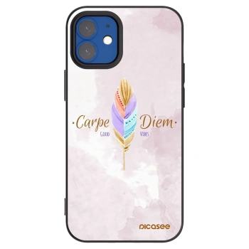Picasee Μαύρη θήκη σιλικόνης για Apple iPhone 12 mini - Carpe Diem