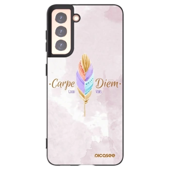 Picasee Μαύρη θήκη σιλικόνης για Samsung Galaxy S21 5G G991B - Carpe Diem