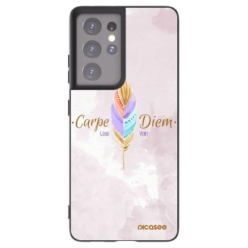 Picasee Μαύρη θήκη σιλικόνης για Samsung Galaxy S21 Ultra 5G G998B - Carpe Diem