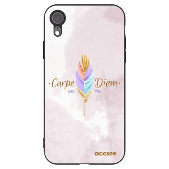 Picasee Μαύρη θήκη σιλικόνης για Apple iPhone XR - Carpe Diem
