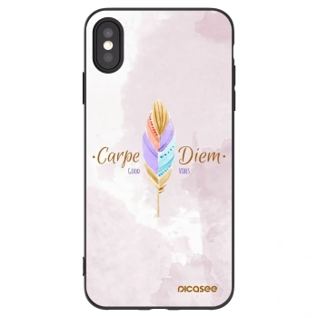 Picasee Μαύρη θήκη σιλικόνης για Apple iPhone XS Max - Carpe Diem