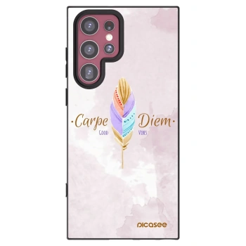 Picasee Μαύρη θήκη σιλικόνης για Samsung Galaxy S22 Ultra 5G - Carpe Diem
