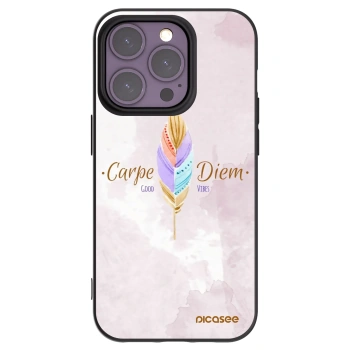 Picasee Μαύρη θήκη σιλικόνης για Apple iPhone 14 Pro - Carpe Diem