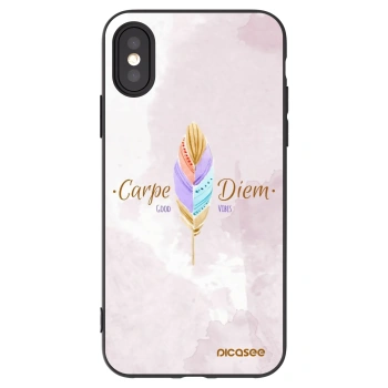 Picasee Μαύρη θήκη σιλικόνης για Apple iPhone X/XS - Carpe Diem