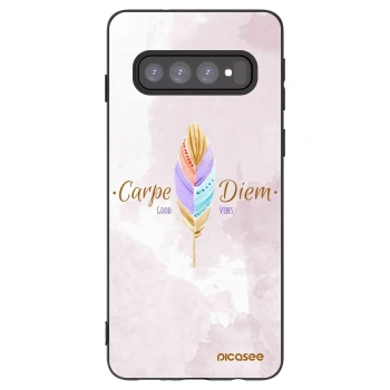 Picasee Μαύρη θήκη σιλικόνης για Samsung Galaxy S10 G973 - Carpe Diem