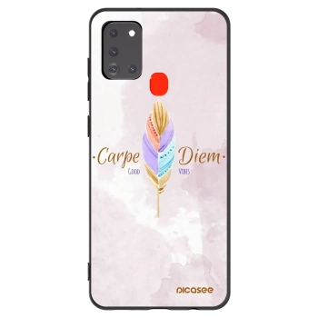 Picasee Μαύρη θήκη σιλικόνης για Samsung Galaxy A21s - Carpe Diem