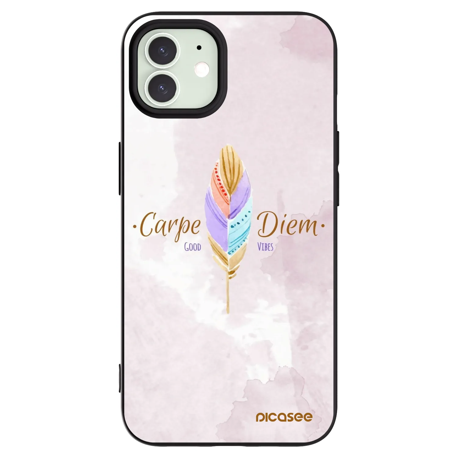 Picasee Μαύρη θήκη σιλικόνης για Apple iPhone 12 Pro - Carpe Diem