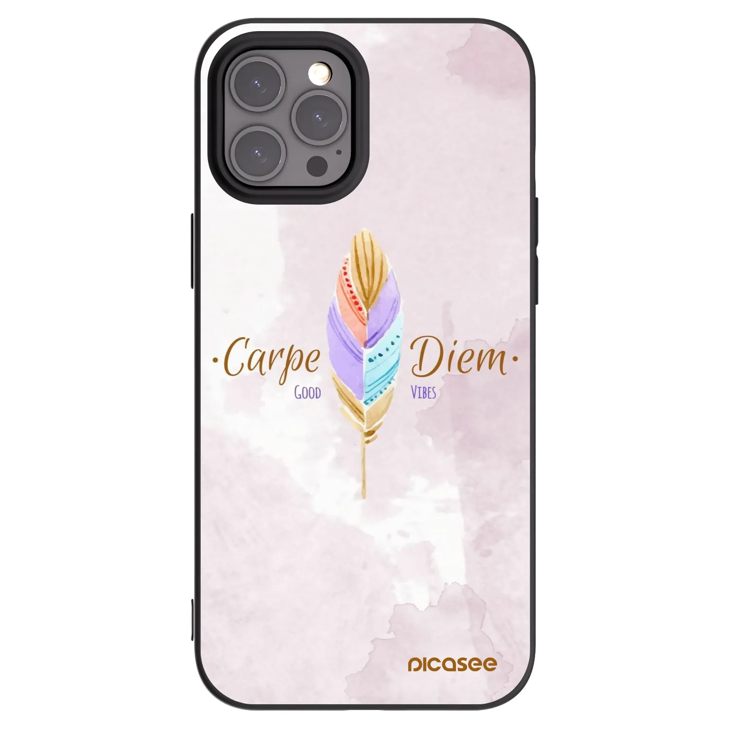 Picasee Μαύρη θήκη σιλικόνης για Apple iPhone 12 Pro Max - Carpe Diem
