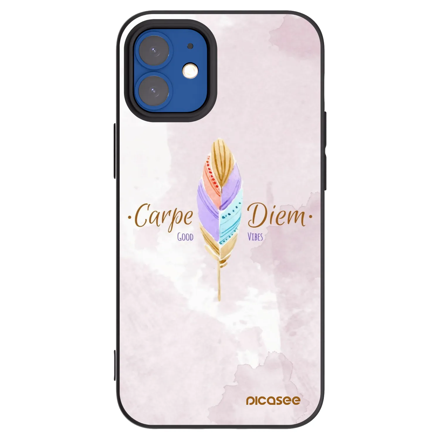 Picasee Μαύρη θήκη σιλικόνης για Apple iPhone 12 mini - Carpe Diem