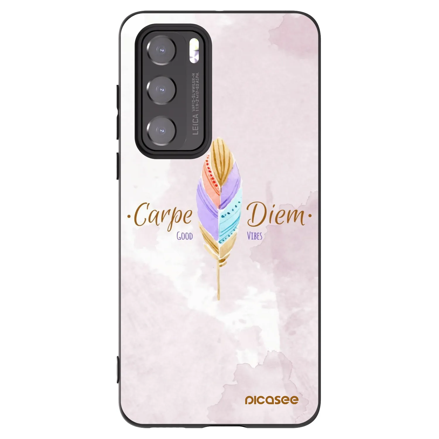 Picasee Μαύρη θήκη σιλικόνης για Huawei P40 - Carpe Diem