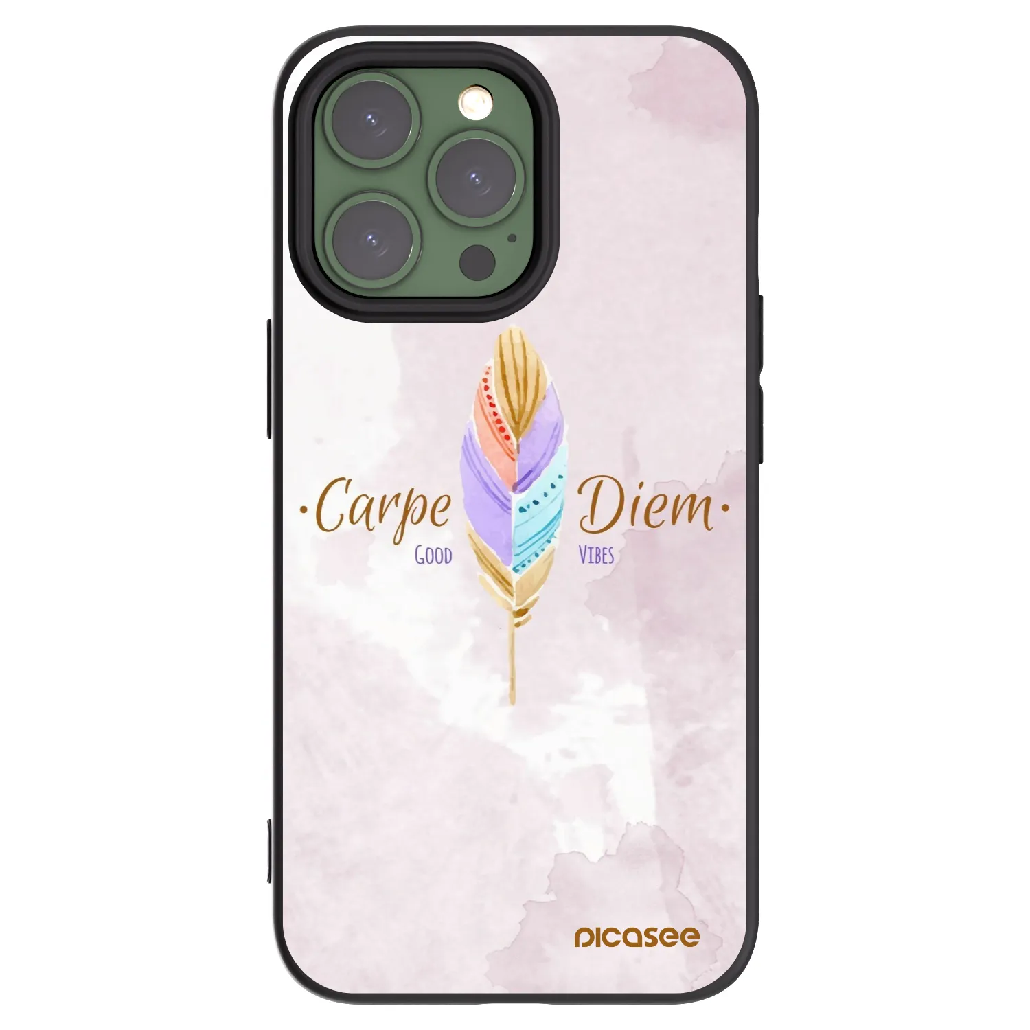 Picasee Μαύρη θήκη σιλικόνης για Apple iPhone 13 Pro - Carpe Diem
