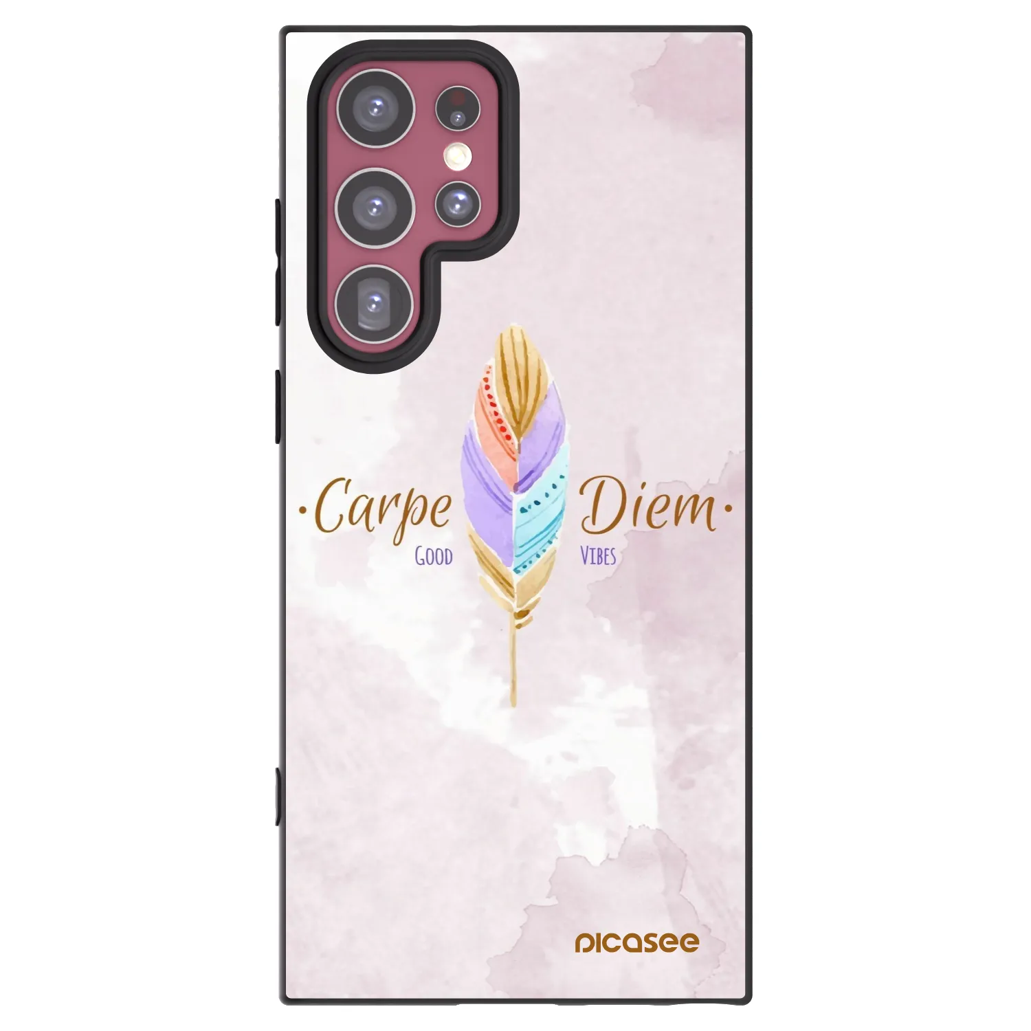Picasee Μαύρη θήκη σιλικόνης για Samsung Galaxy S22 Ultra 5G - Carpe Diem