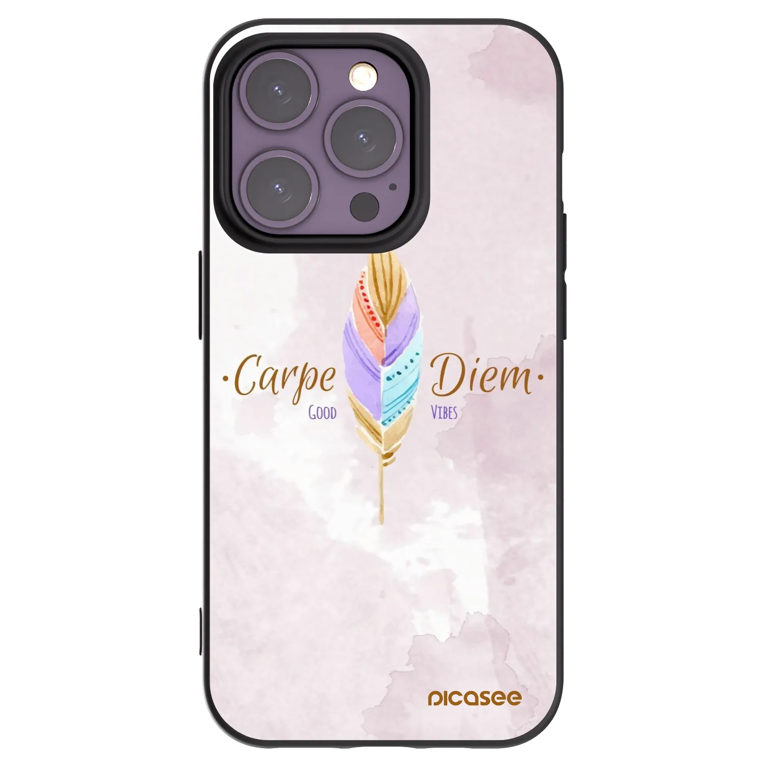 Picasee Μαύρη θήκη σιλικόνης για Apple iPhone 14 Pro - Carpe Diem