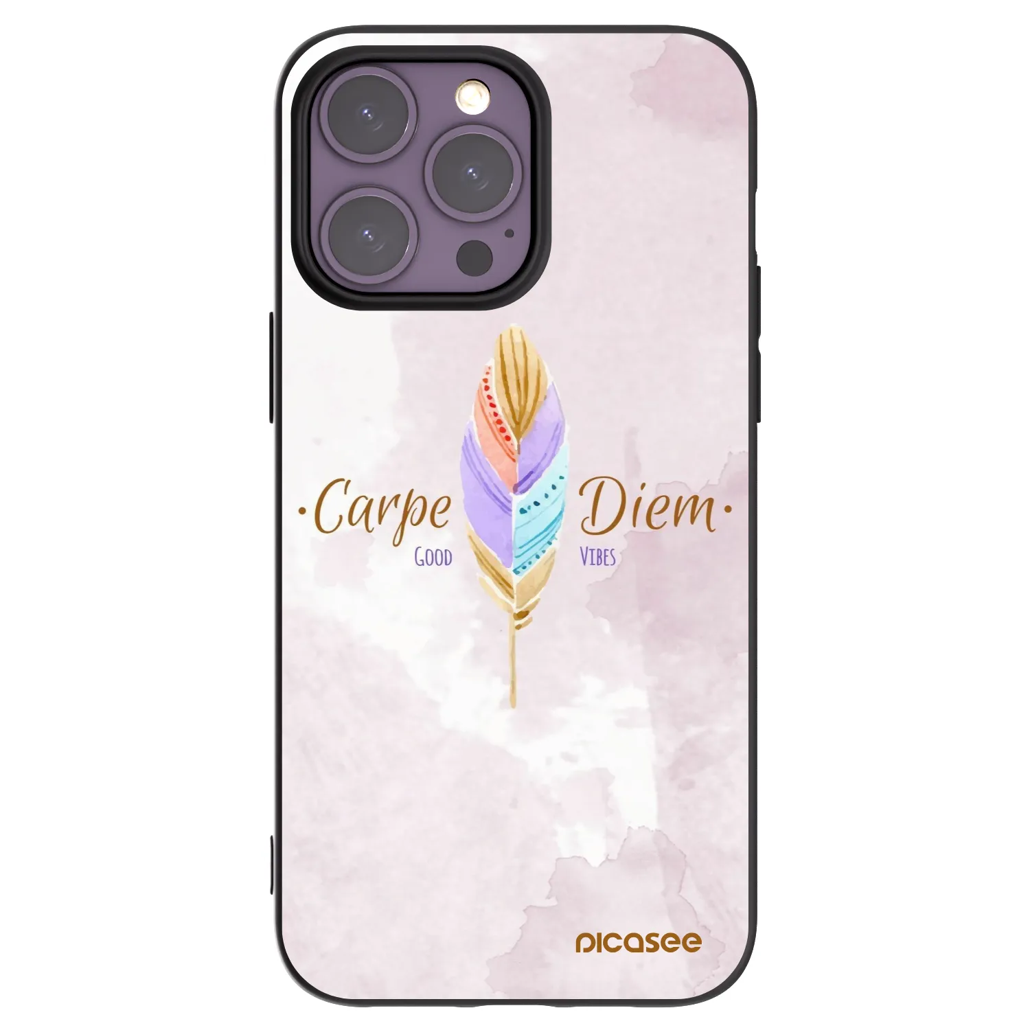 Picasee Μαύρη θήκη σιλικόνης για Apple iPhone 14 Pro Max - Carpe Diem