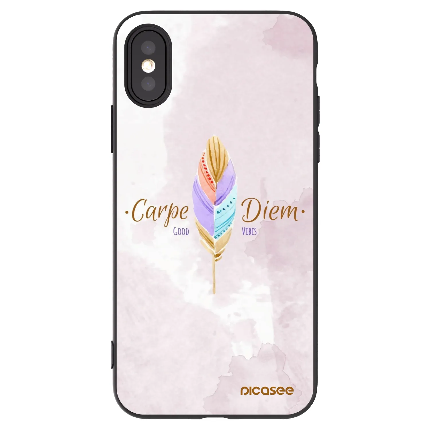 Picasee Μαύρη θήκη σιλικόνης για Apple iPhone X/XS - Carpe Diem