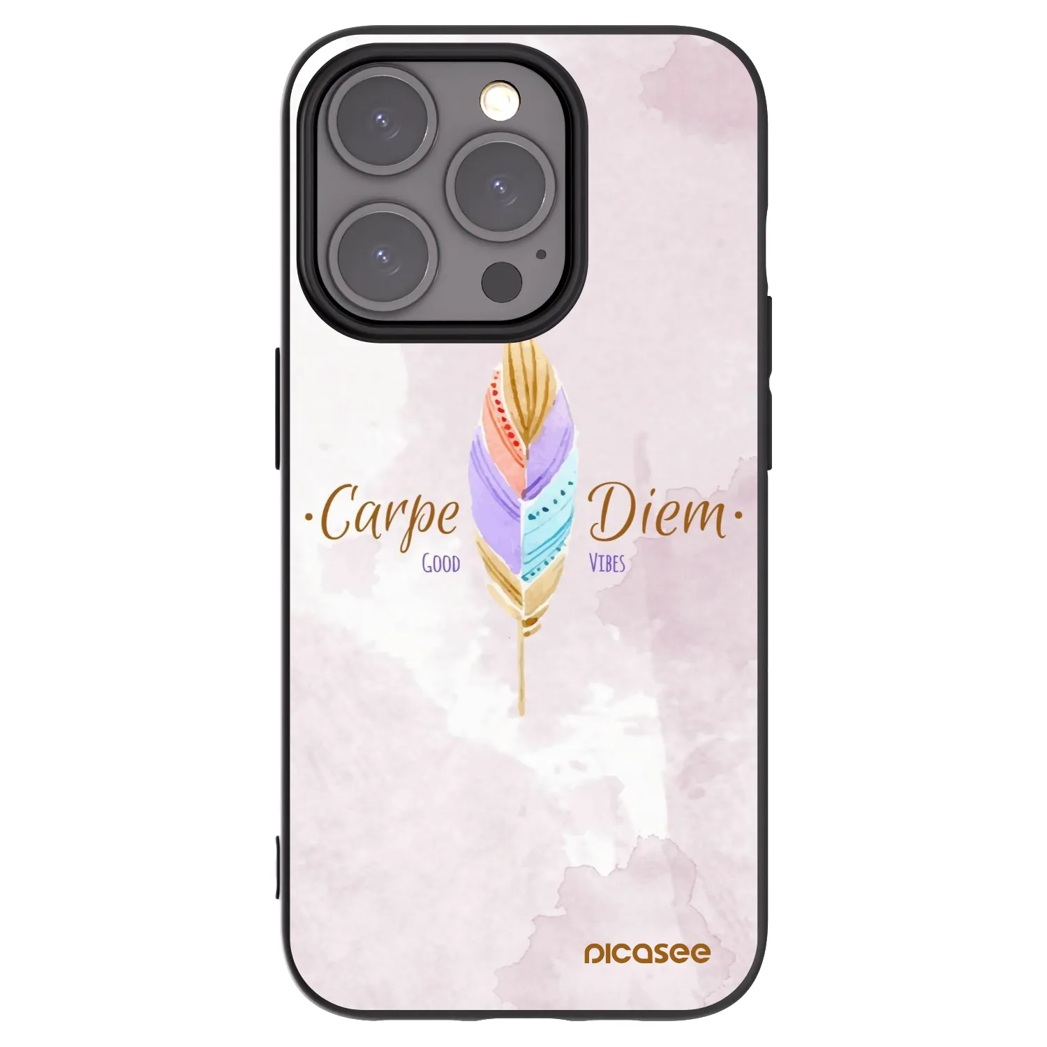 Picasee Μαύρη θήκη σιλικόνης για Apple iPhone 15 Pro - Carpe Diem