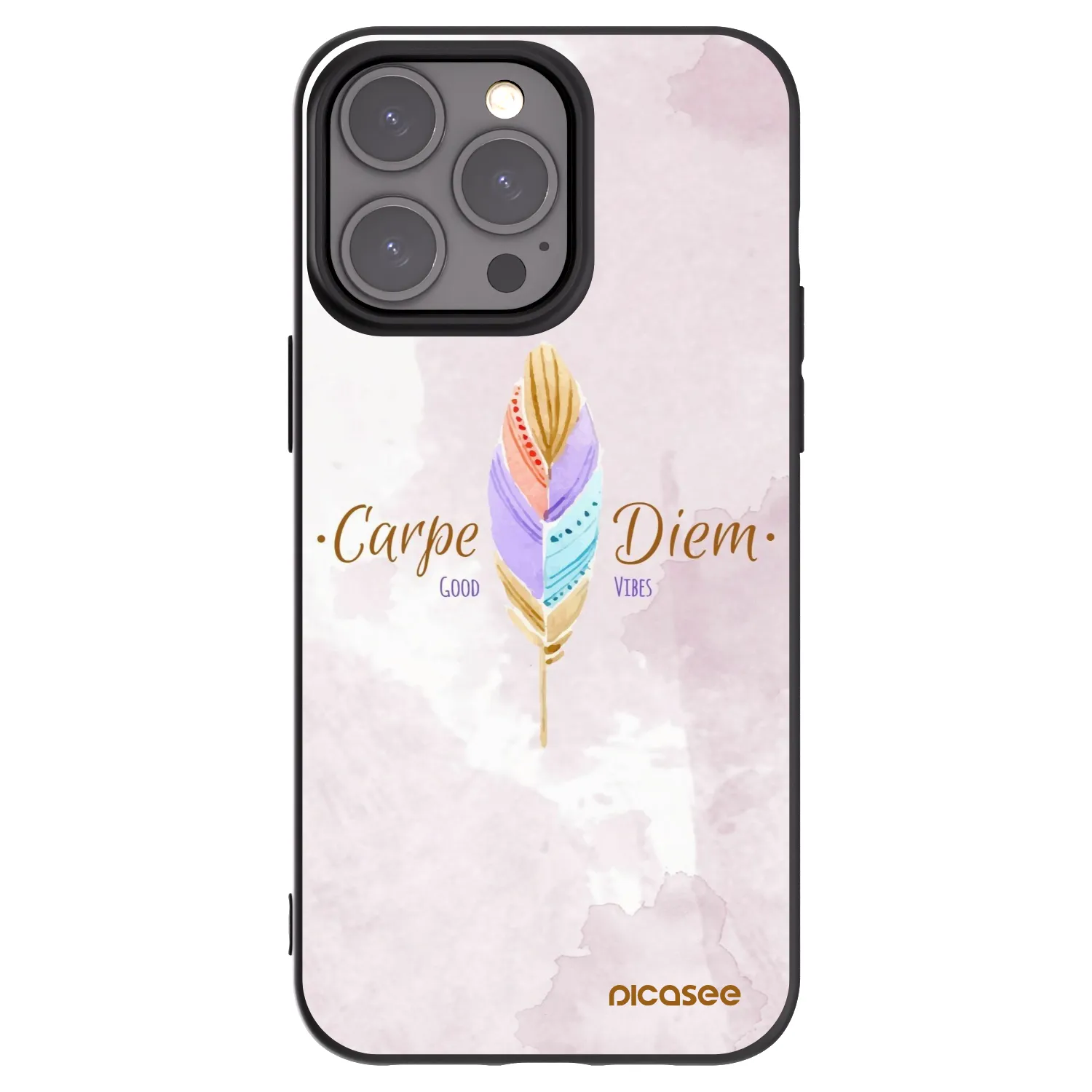Picasee Μαύρη θήκη σιλικόνης για Apple iPhone 15 Pro Max - Carpe Diem