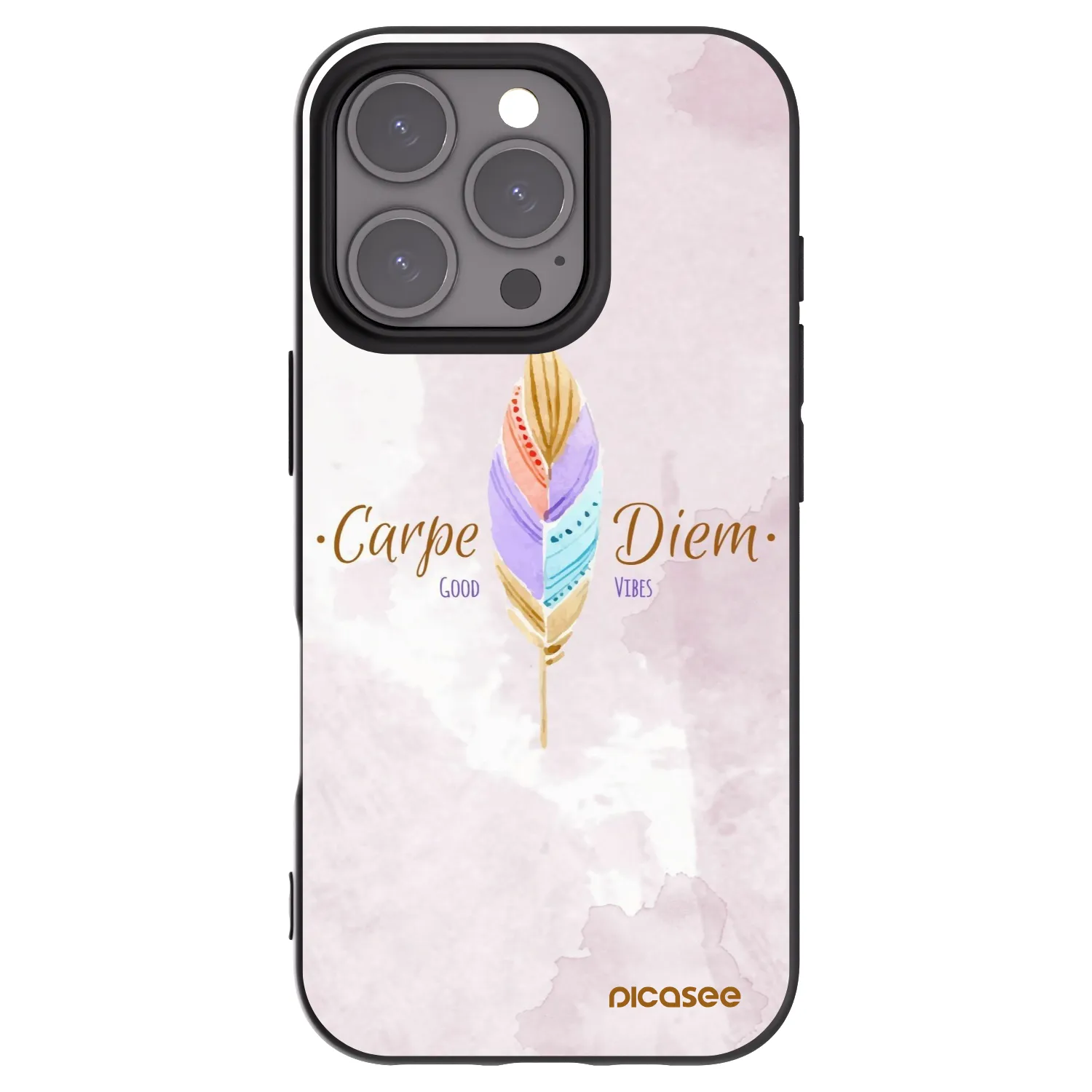 Picasee Μαύρη θήκη σιλικόνης για Apple iPhone 16 Pro - Carpe Diem