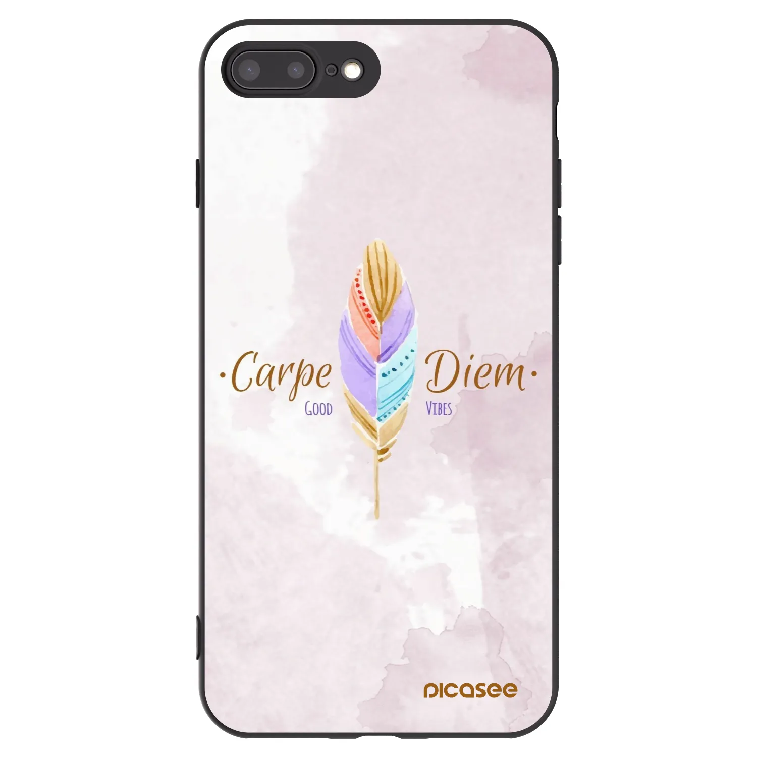 Picasee Μαύρη θήκη σιλικόνης για Apple iPhone 8 Plus - Carpe Diem