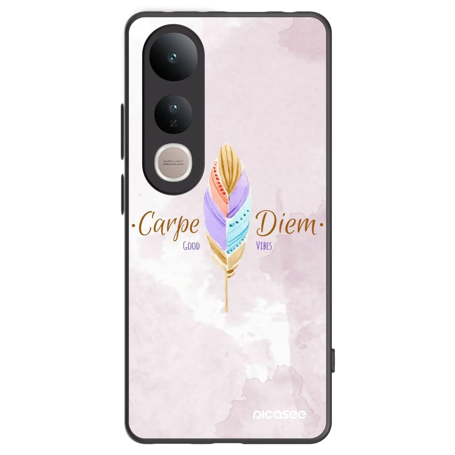Picasee Μαύρη θήκη σιλικόνης για Vivo V50 Lite 5G - Carpe Diem