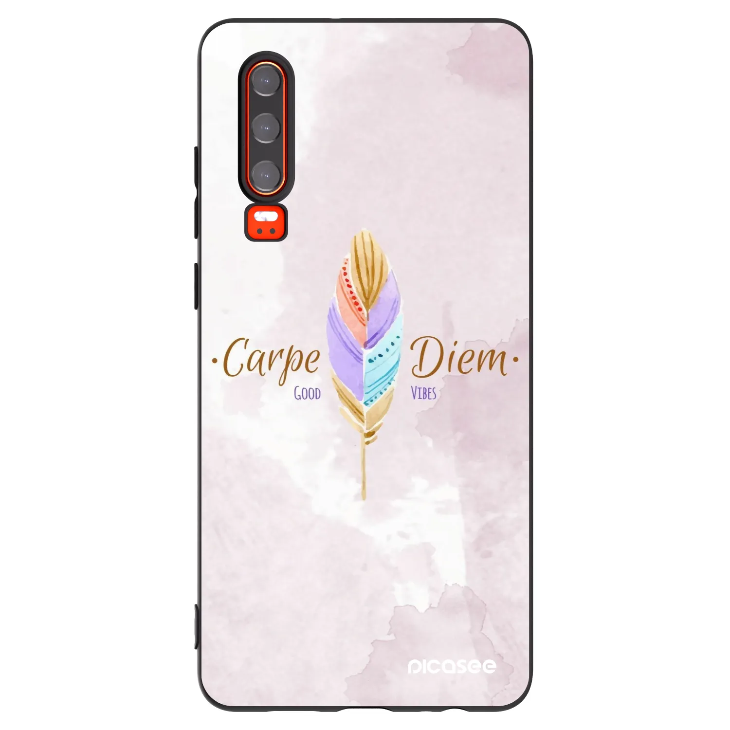 Picasee Μαύρη θήκη σιλικόνης για Huawei P30 - Carpe Diem