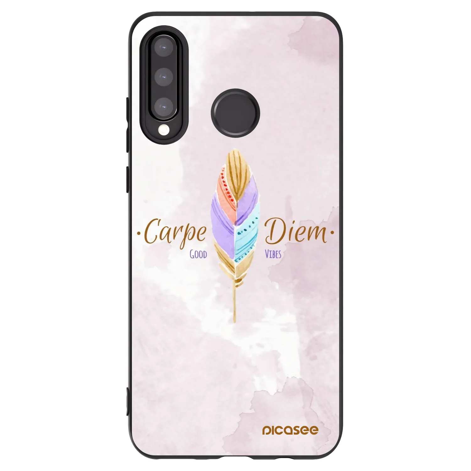 Picasee Μαύρη θήκη σιλικόνης για Huawei P30 Lite - Carpe Diem