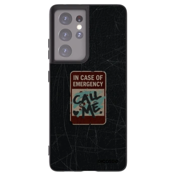 Picasee Μαύρη θήκη σιλικόνης για Samsung Galaxy S21 Ultra 5G G998B - EMERGENCY