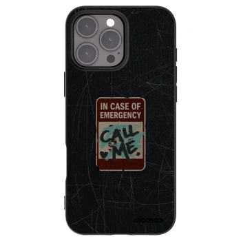 Picasee Μαύρη θήκη σιλικόνης για Apple iPhone 16 Pro Max - EMERGENCY