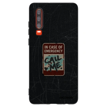 Picasee Μαύρη θήκη σιλικόνης για Huawei P30 - EMERGENCY