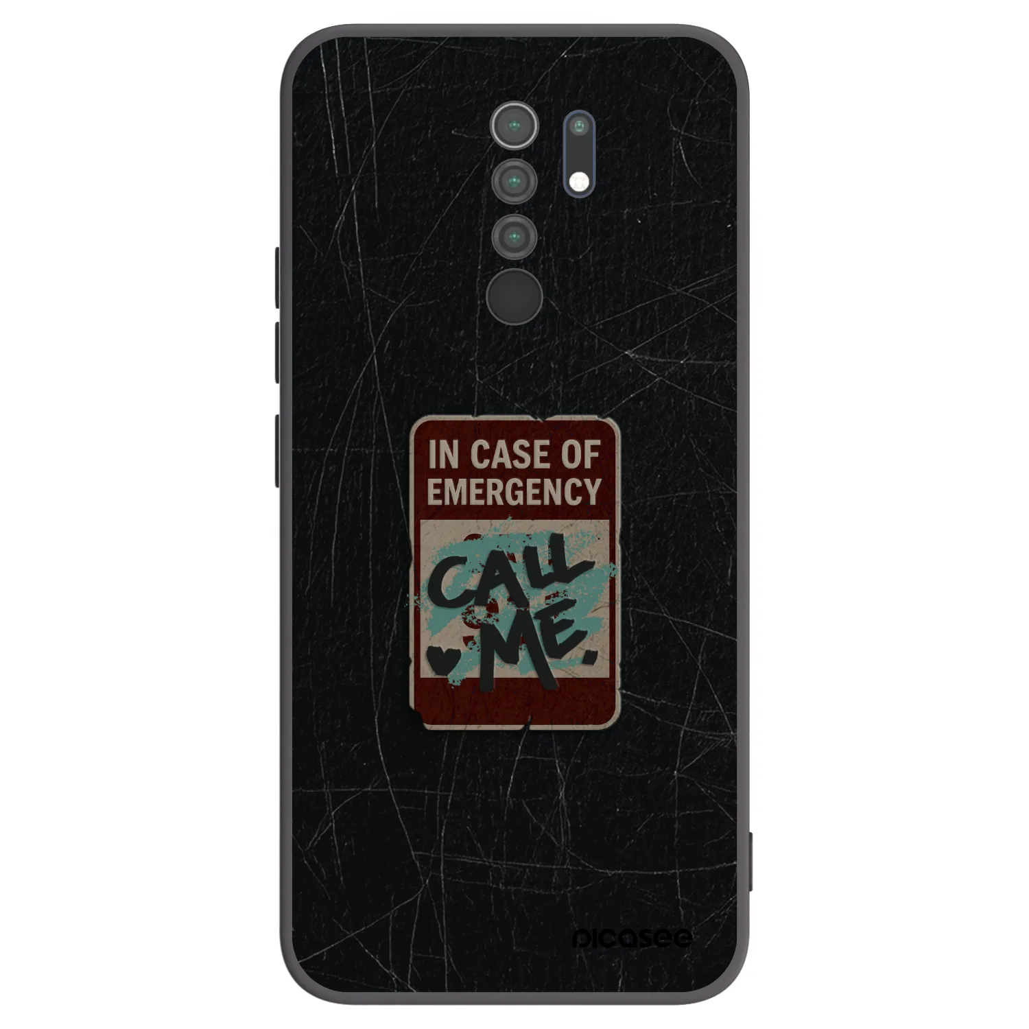 Picasee Μαύρη θήκη σιλικόνης για Xiaomi Redmi 9 - EMERGENCY