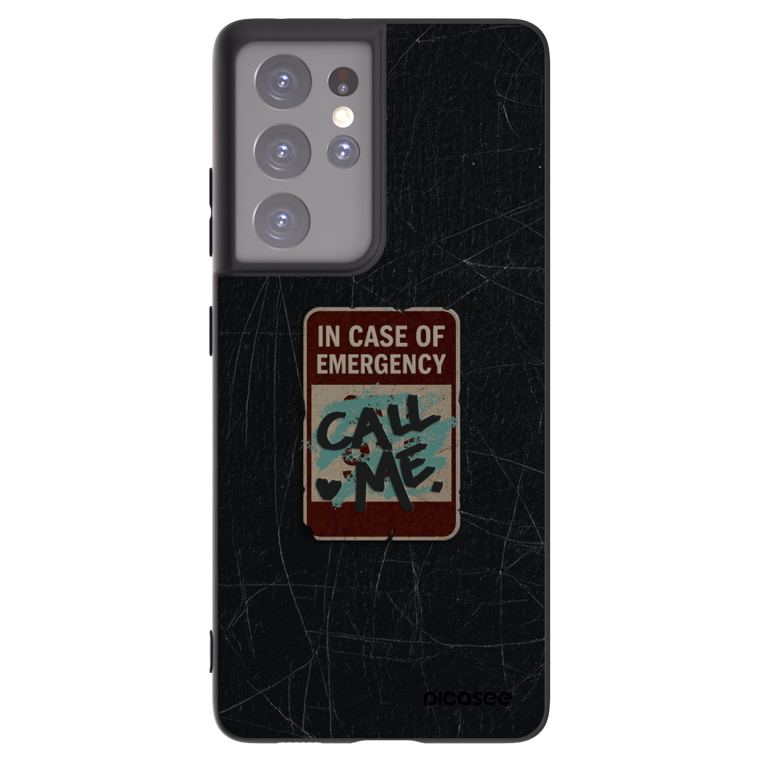 Picasee Μαύρη θήκη σιλικόνης για Samsung Galaxy S21 Ultra 5G G998B - EMERGENCY