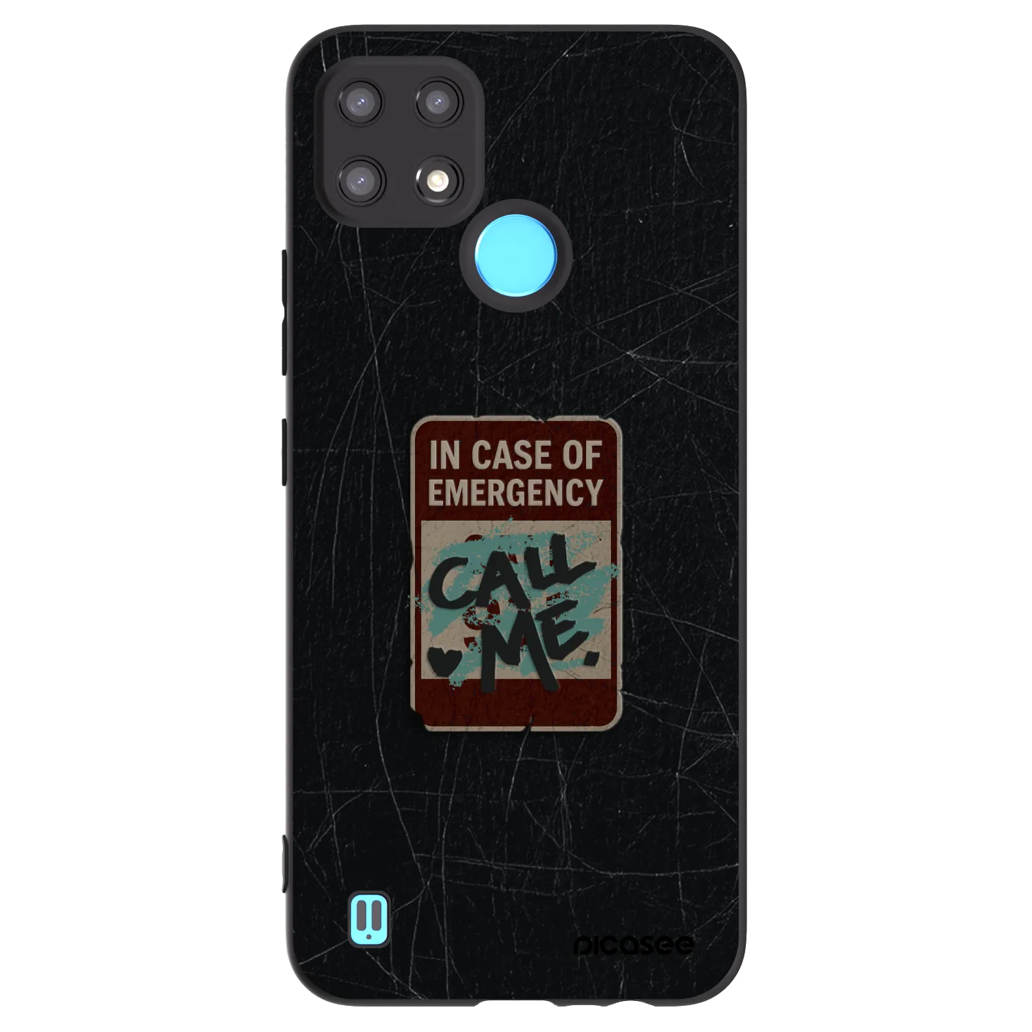 Picasee Μαύρη θήκη σιλικόνης για Realme C21 - EMERGENCY