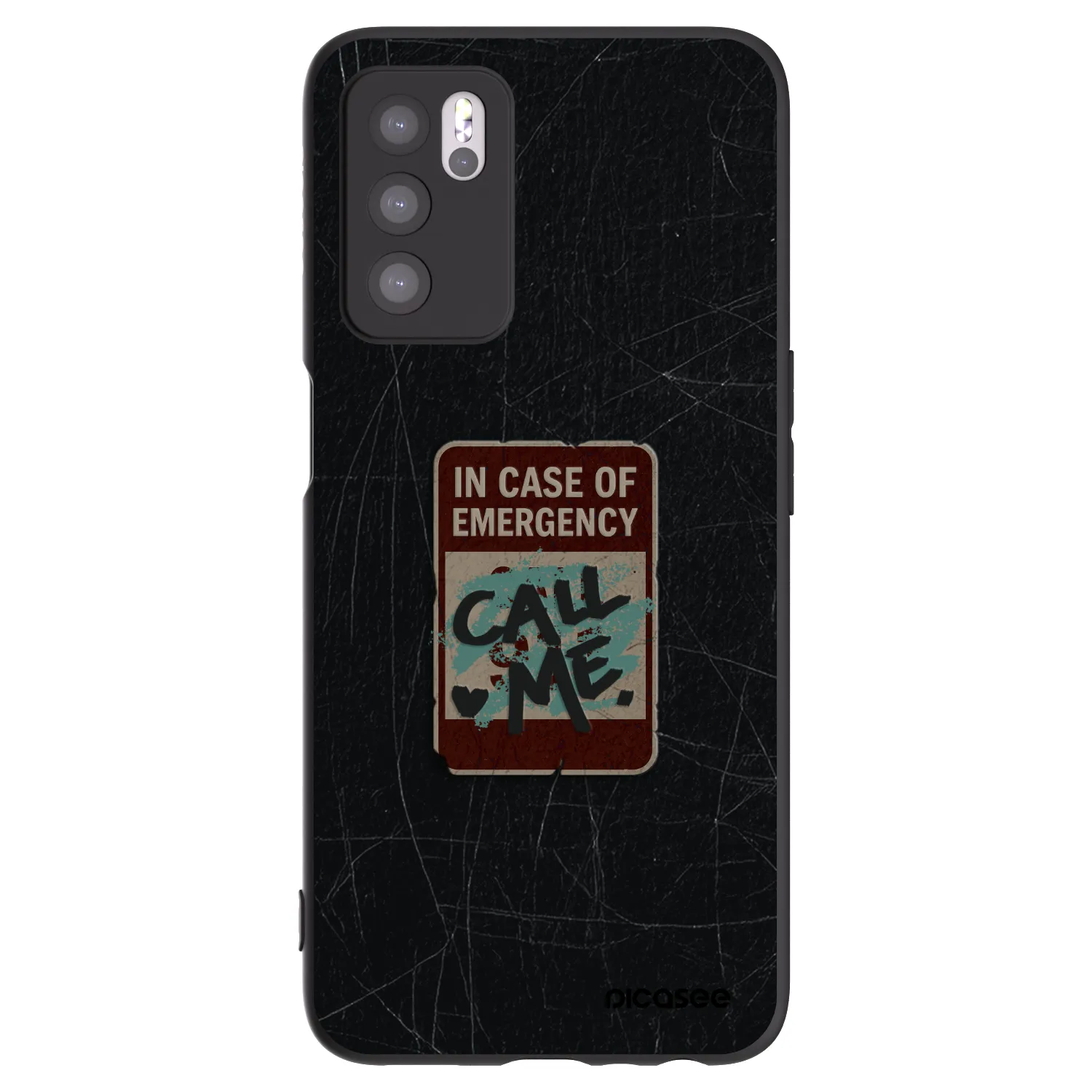 Picasee Μαύρη θήκη σιλικόνης για OPPO A16s - EMERGENCY
