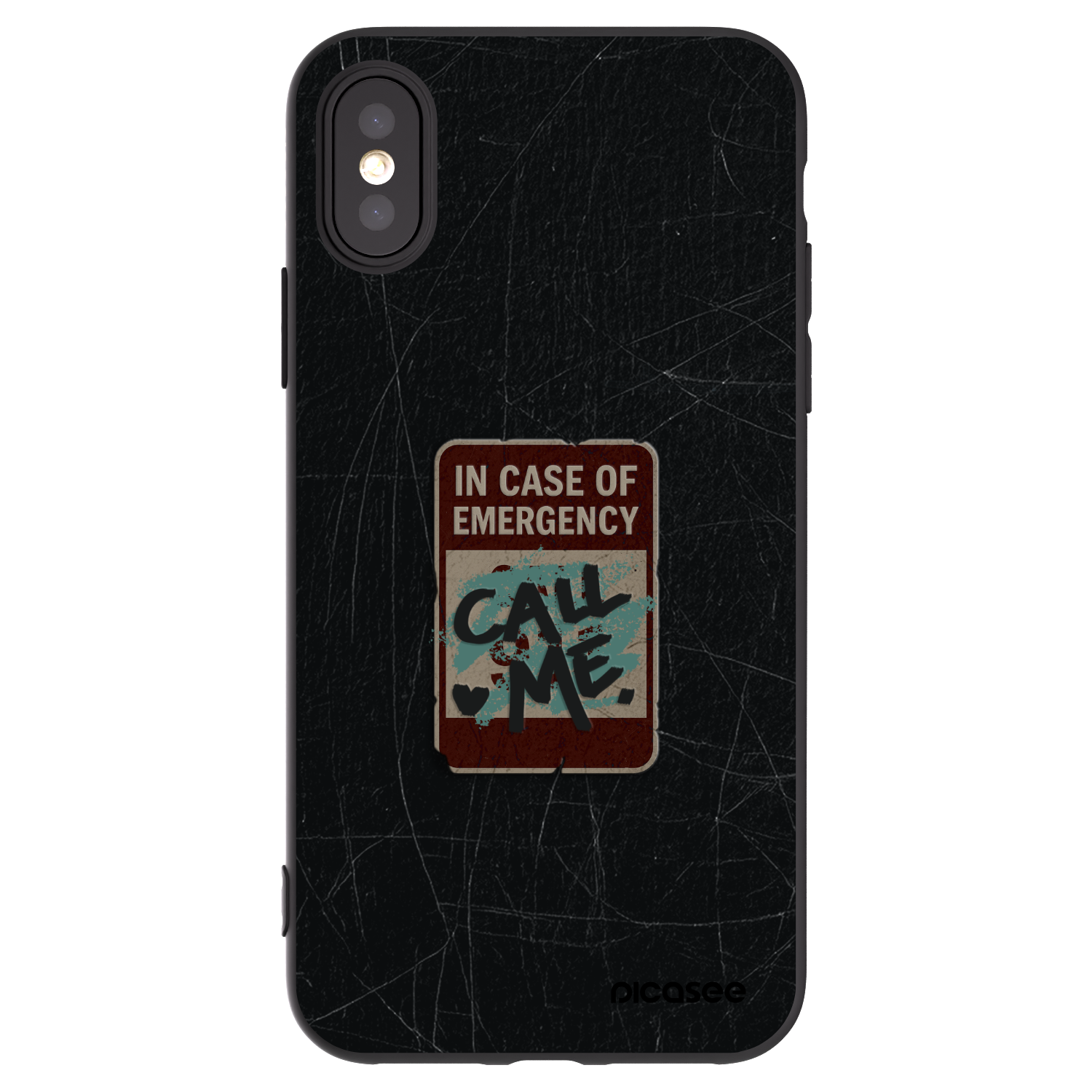 Picasee Μαύρη θήκη σιλικόνης για Apple iPhone X/XS - EMERGENCY