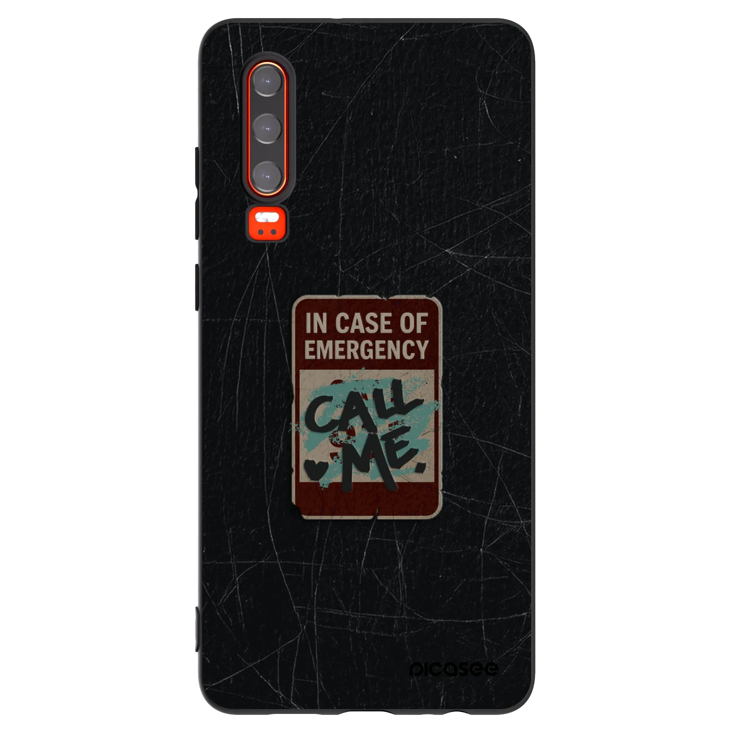 Picasee Μαύρη θήκη σιλικόνης για Huawei P30 - EMERGENCY