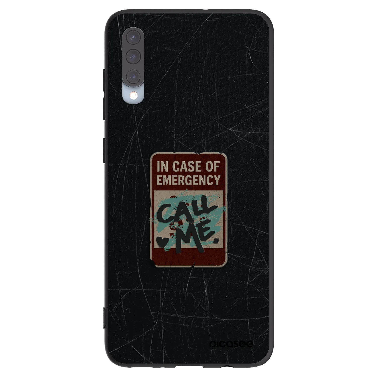 Picasee Μαύρη θήκη σιλικόνης για Samsung Galaxy A70 A705F - EMERGENCY