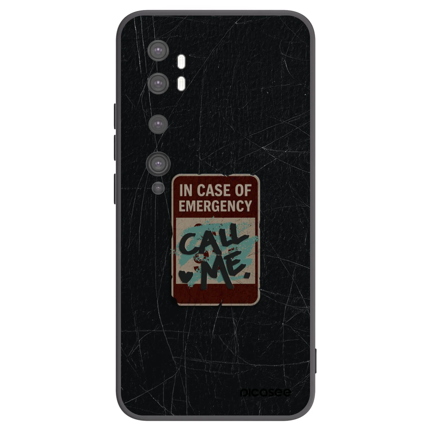 Picasee Μαύρη θήκη σιλικόνης για Xiaomi Mi Note 10 (Pro) - EMERGENCY