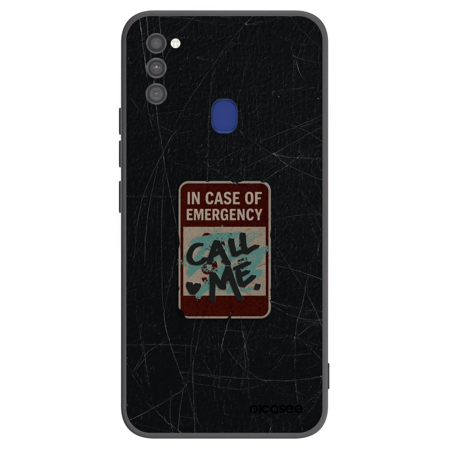 Picasee Μαύρη θήκη σιλικόνης για Samsung Galaxy M21 M215F - EMERGENCY