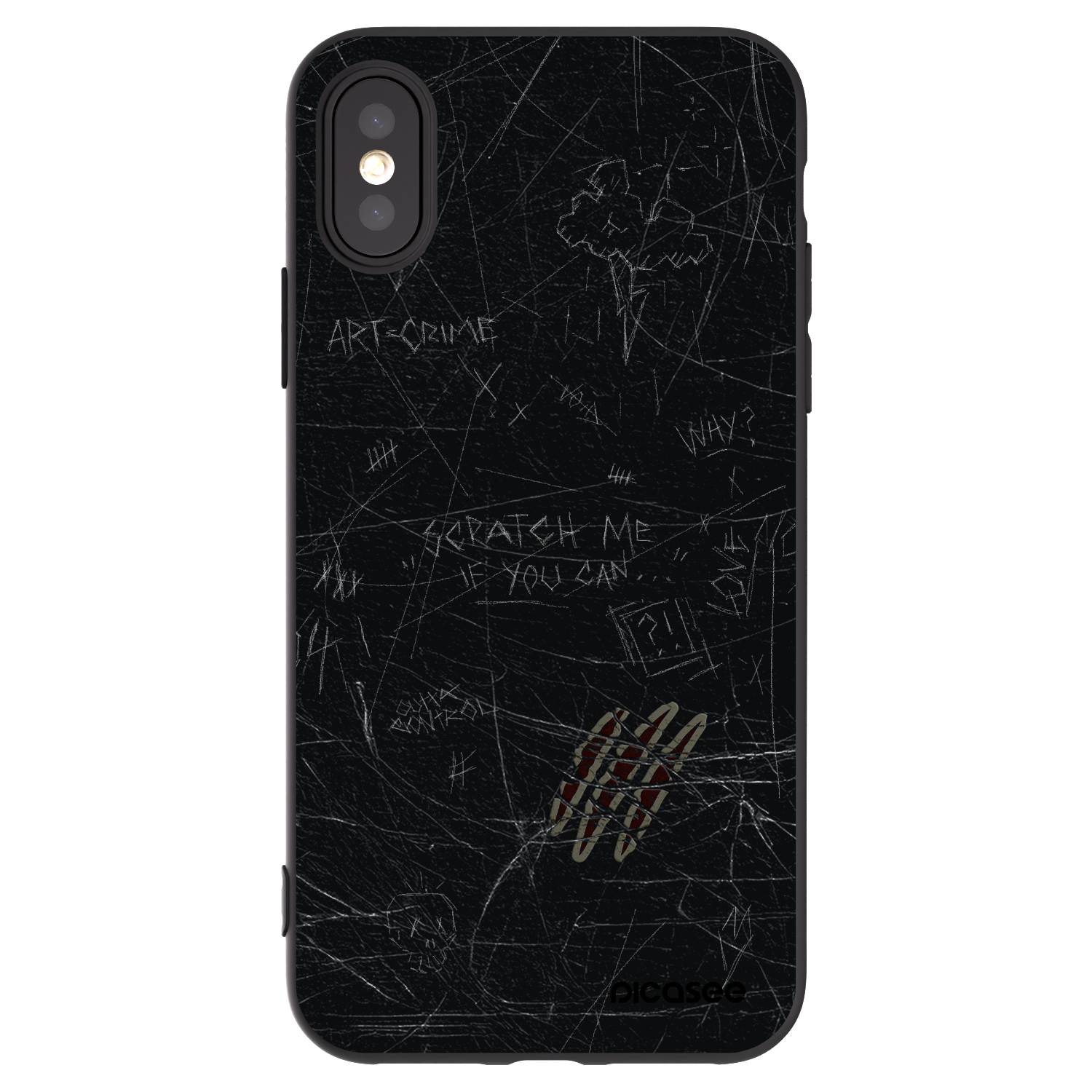 Picasee Μαύρη θήκη σιλικόνης για Apple iPhone X/XS - SCRATCH