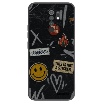 Picasee Μαύρη θήκη σιλικόνης για Xiaomi Redmi 9 - STICKERS x TAGS