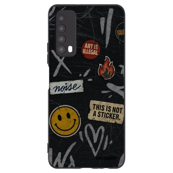 Picasee Μαύρη θήκη σιλικόνης για Huawei P Smart 2021 - STICKERS x TAGS